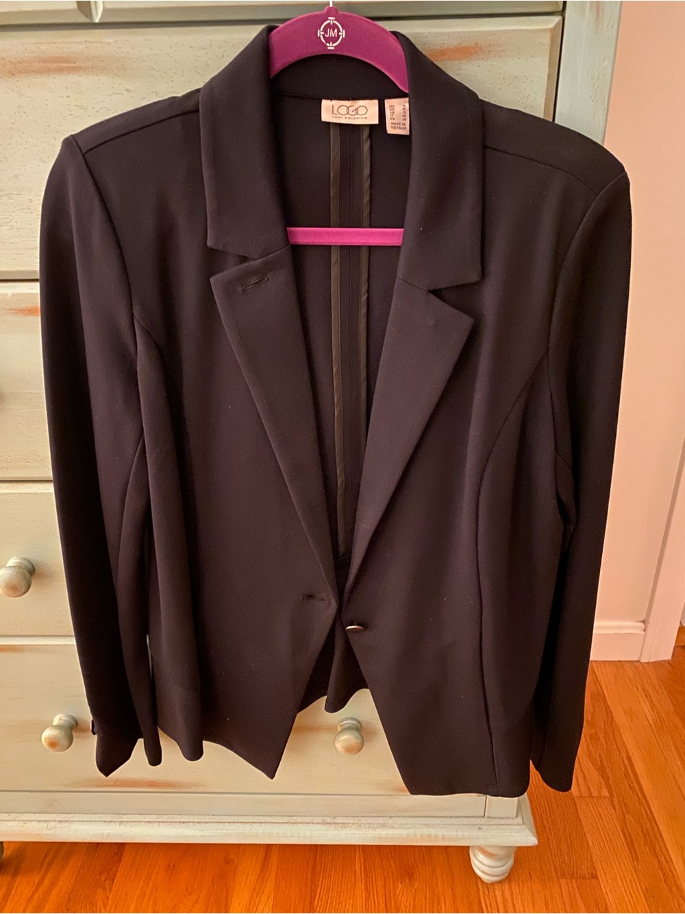 LOGO by Lori Goldstein Black Women's Tailored Single-Button Blazer